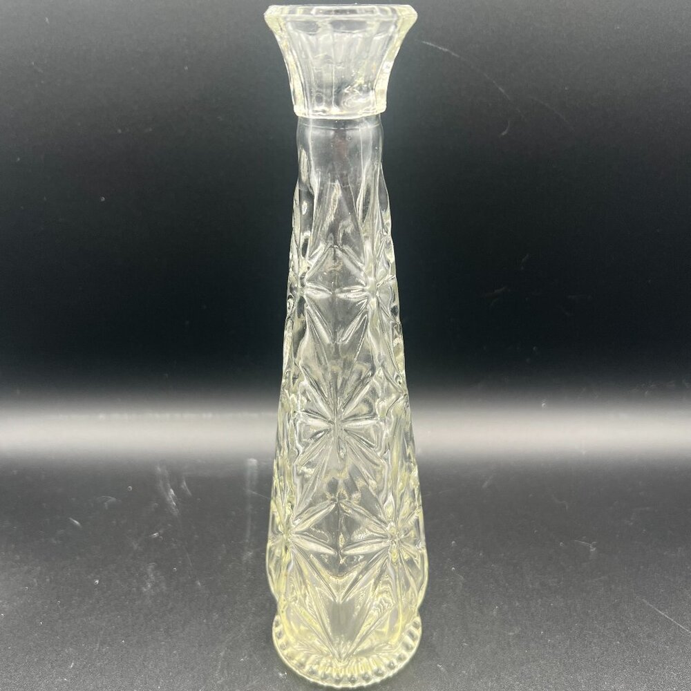 Vintage 1950s Anchor Hocking Starburst Clear Glass Bud Vase